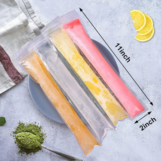 Ready Restock Disposable Ice Pop Bags with Zip Seals, 11"x2" Freezer Pops, 50 Count