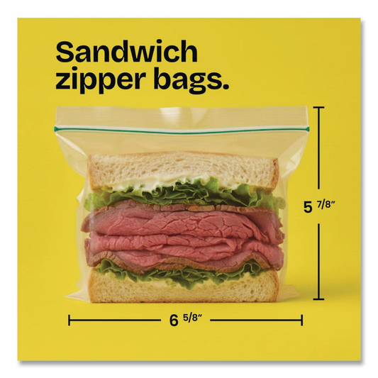 Glad Zipper Food Storage Plastic Bags, Sandwich Size, 50 Count