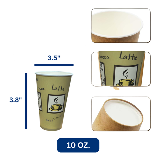 Ready Restock 10 oz. Disposable Paper Coffee Cups with Lids – 50 Pack