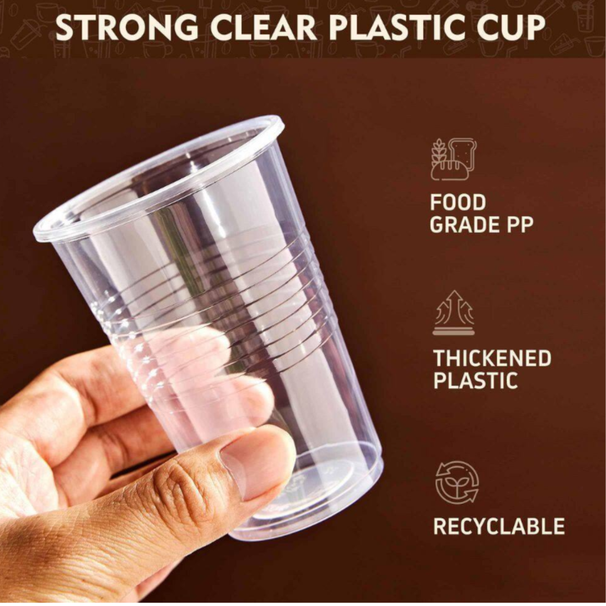 Himson Disposable Clear Plastic Cups, 9oz, Extra Strong, 80 Pack