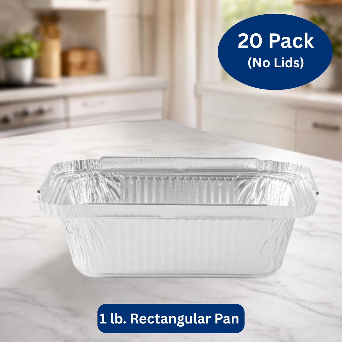 Ready Restock 1 lb (16 oz) Small Rectangular Aluminum Foil Pans with Lids – 20 Pack