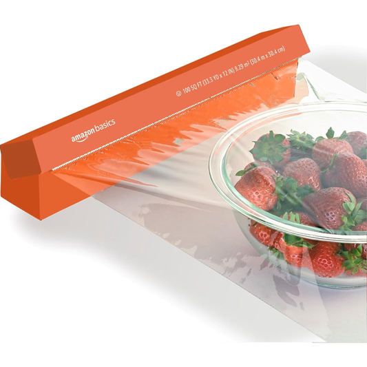 Amazon Basics Plastic Food Wrap, BPA Free, Microwave Safe with Tight Seal, 100 Sq. Ft.