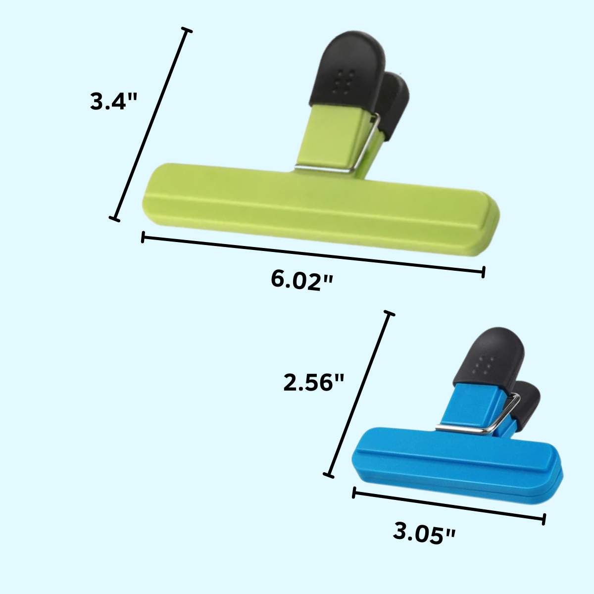 Ready Restock Chip Clips, 3 Large and 3 Small Food Clips, Snack Bag Clip, 6 Pack