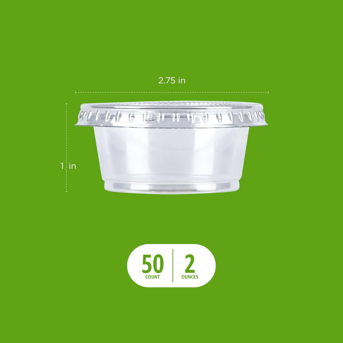 Amazon Basics Disposable To-Go Mini Portion Cups and Lids, 2 oz, BPA Free, 50 Count