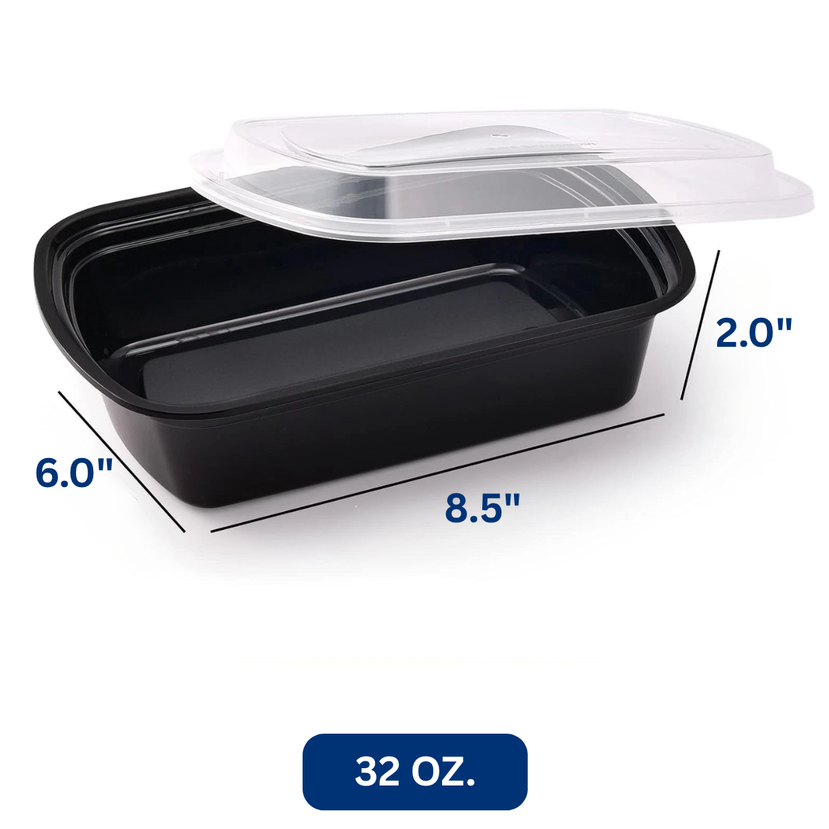 Ready Restock 32 oz. Rectangular Meal Prep Containers – 20 Pack