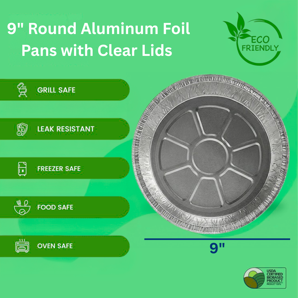 Ready Restock 9” Round Aluminum Pans with Lids – 20 Pack
