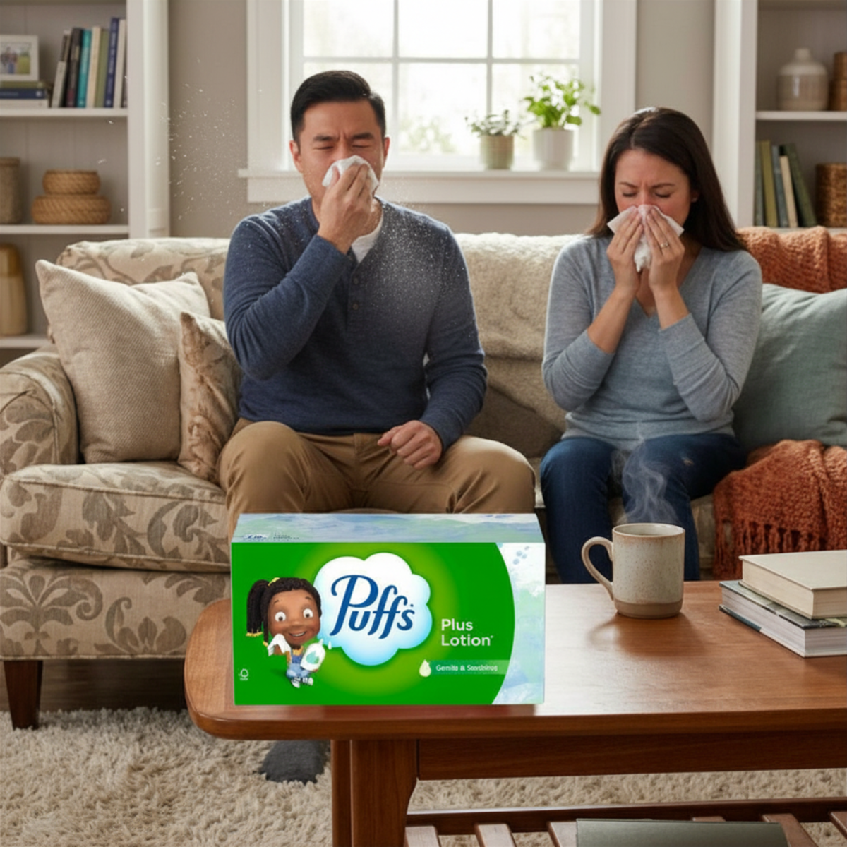 Puffs Facial Tissues Plus Lotion, 1 Box, 124 Facial Tissues