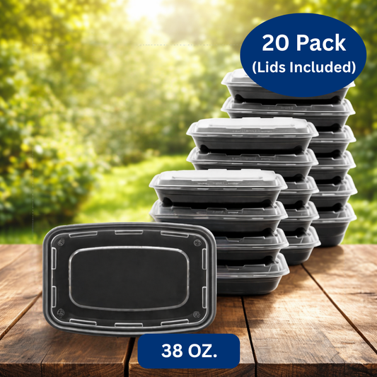 Ready Restock 38 oz. Rectangular Meal Prep Containers – 20 Pack