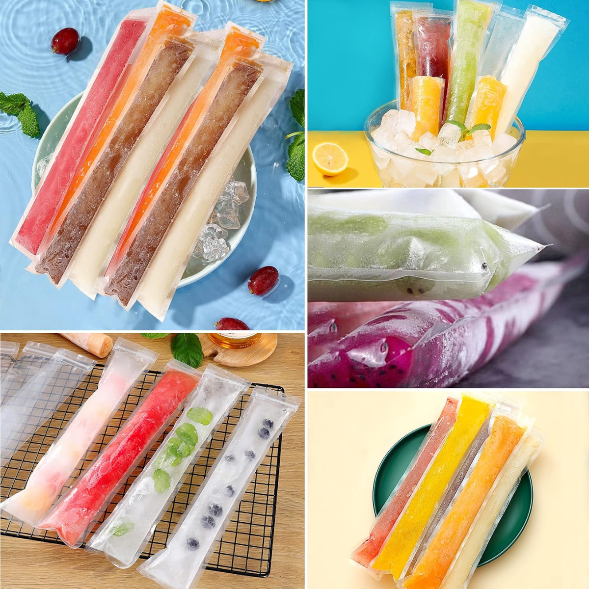 Ready Restock Disposable Ice Pop Bags with Zip Seals, 11"x2" Freezer Pops, 50 Count 