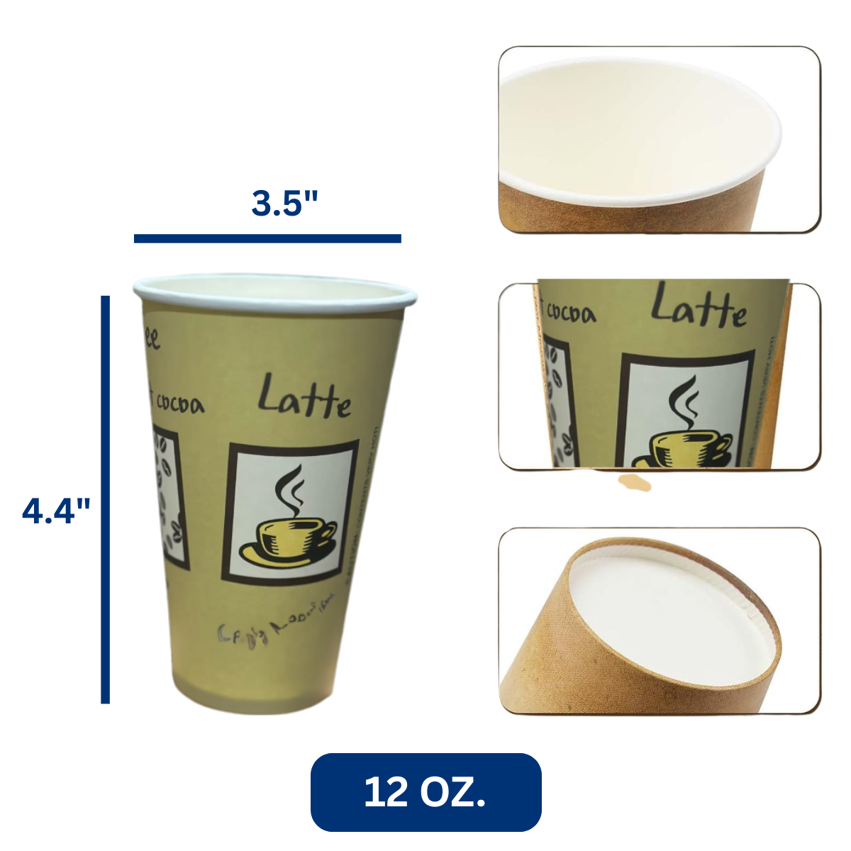 Ready Restock 12 oz. Disposable Paper Coffee Cups with Lids– 50 Pack