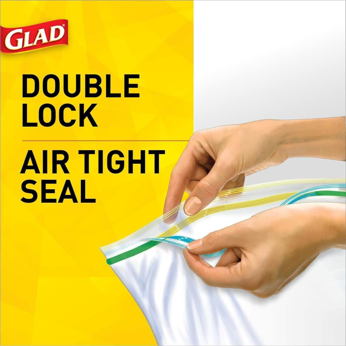 Glad Zipper Food Storage Plastic Bags, Quart Size, 25 Count