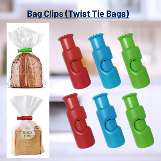 Ready Restock Squeeze and Lock Bread Bag Clips, Reusable, Bag Clip for Food Storage, 6 Pack