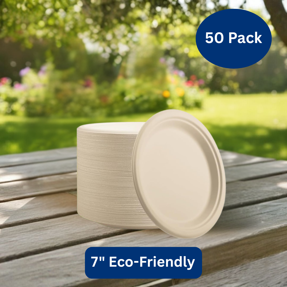 Ready Restock 7” Compostable Eco-Friendly Paper Plates – 50 Pack