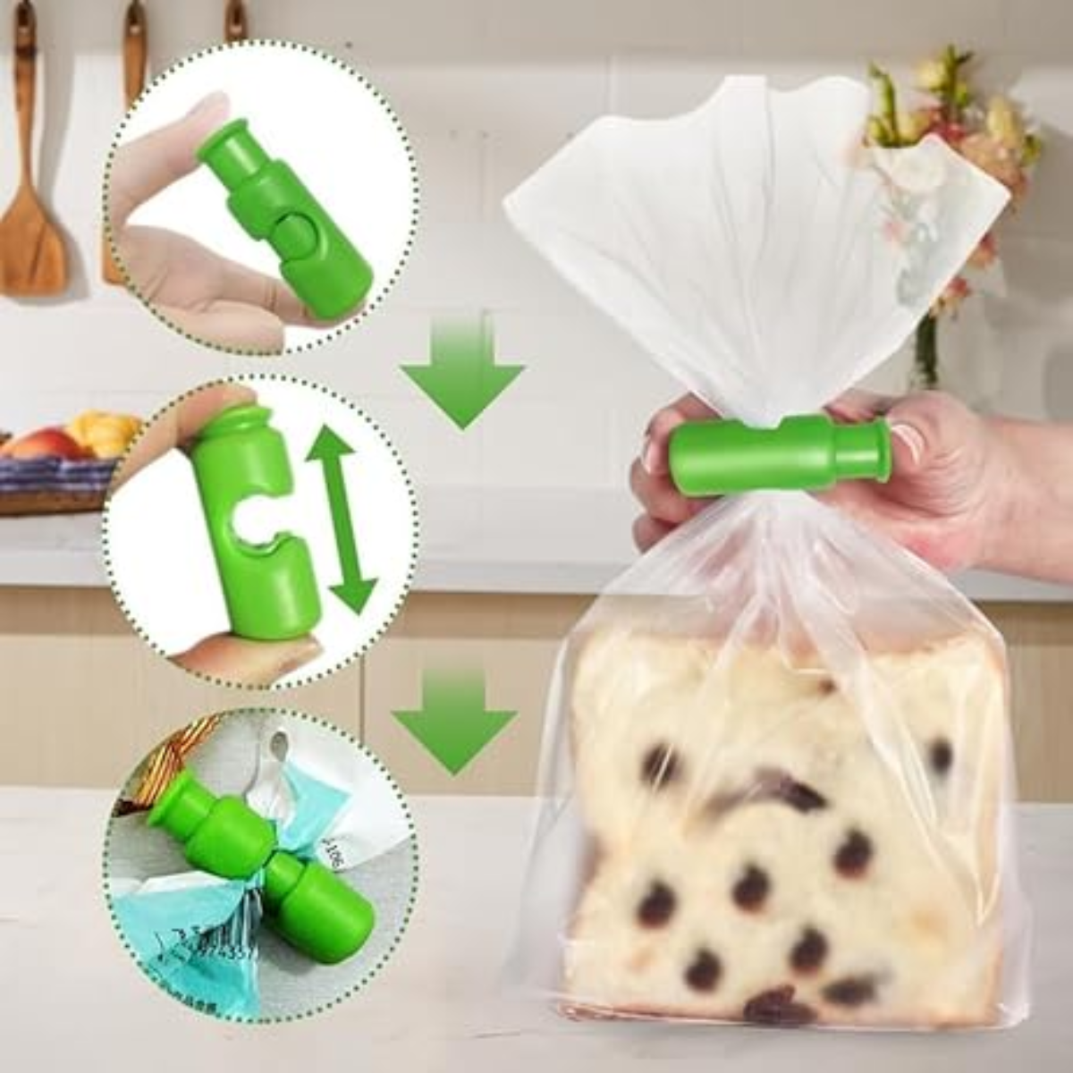 Ready Restock Squeeze and Lock Bread Bag Clips, Reusable, Bag Clip for Food Storage, 6 Pack