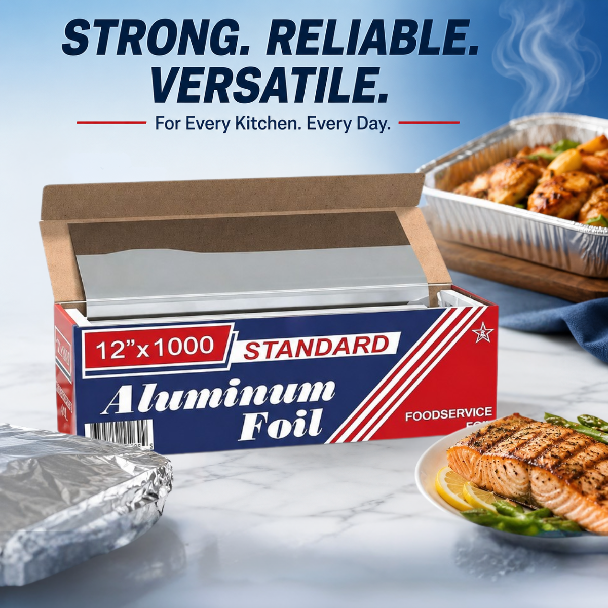 Standard Aluminum Foil Roll 12" x 1000 ft, Commercial Grade