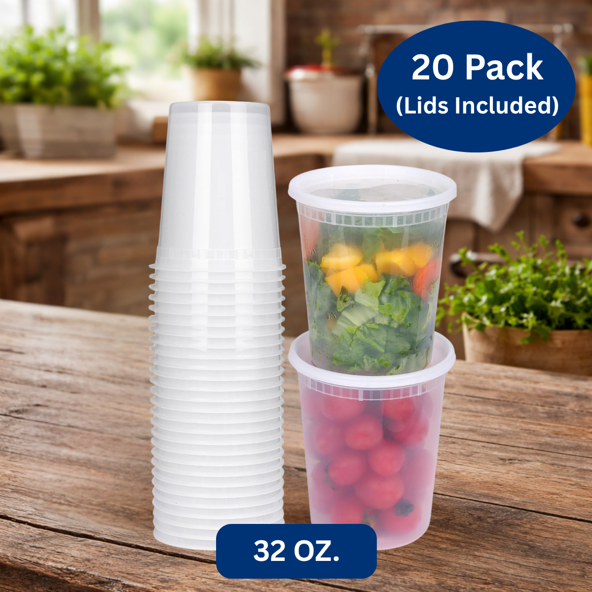 Ready Restock 32 oz. Soup/Deli Plastic Storage Containers – 20 Pack