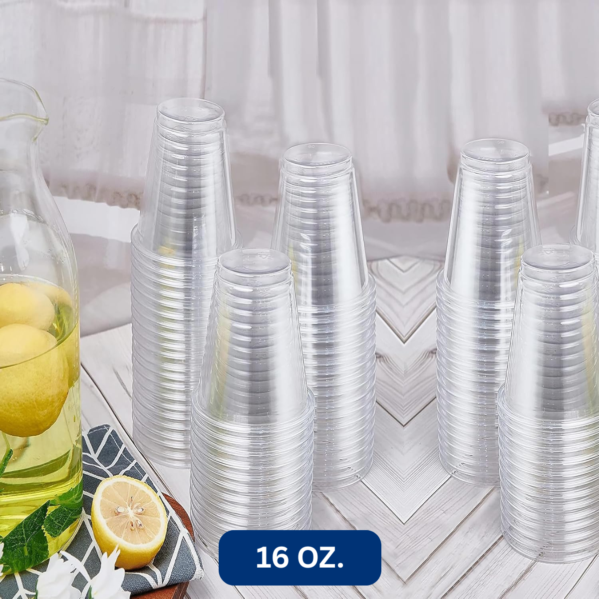 Ready Restock 16 oz. Clear Plastic Drinking Cups – 50 Pack