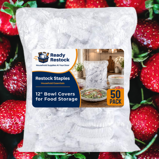 Ready Restock Elastic Food Covers, Disposable, Covers Up To 12" Plates/Bowls, 50 Pack