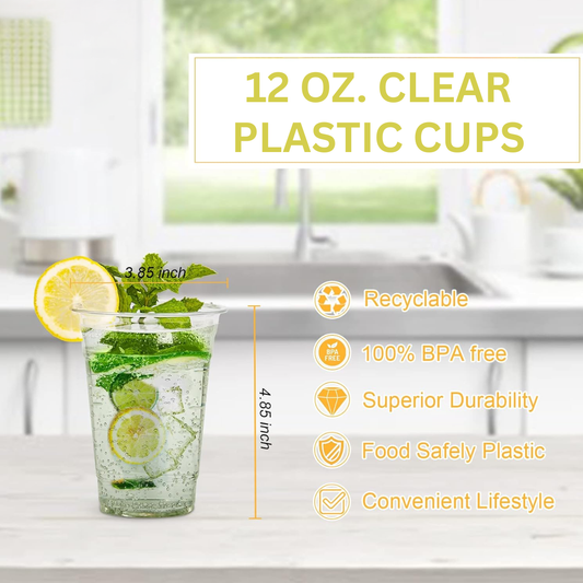 Ready Restock 12 oz. Clear Plastic Drinking Cups – 50 Pack
